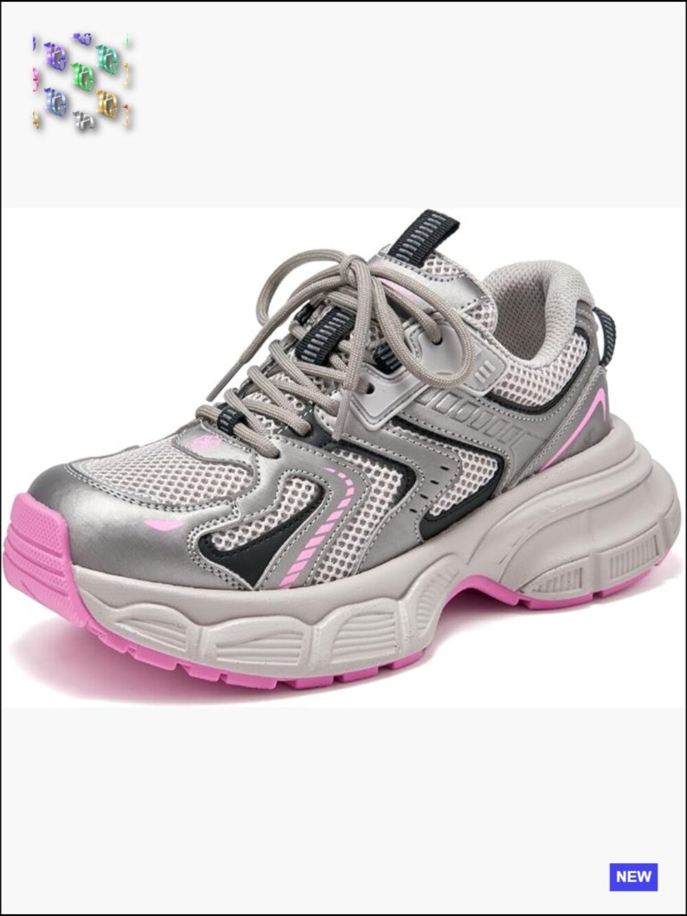 Chunky Platform Fashion Sneakers Comfortable Lace-up Athletic Walking Shoes